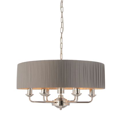 Endon 94397 - Lustr na řetězu HIGHCLERE 6xE14/40W/230V šedá/lesklý chrom