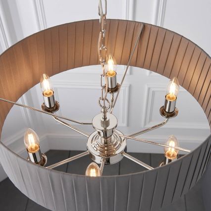Endon 94397 - Lustr na řetězu HIGHCLERE 6xE14/40W/230V šedá/lesklý chrom