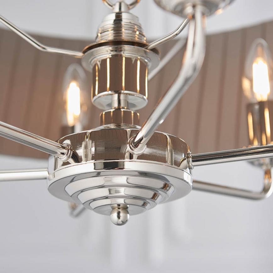 Endon 94397 - Lustr na řetězu HIGHCLERE 6xE14/40W/230V šedá/lesklý chrom