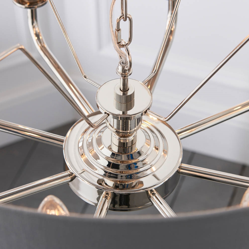 Endon 94415 - Lustr na řetězu HIGHCLERE 8xE14/40W/230V šedá/lesklý chrom pr. 70 cm