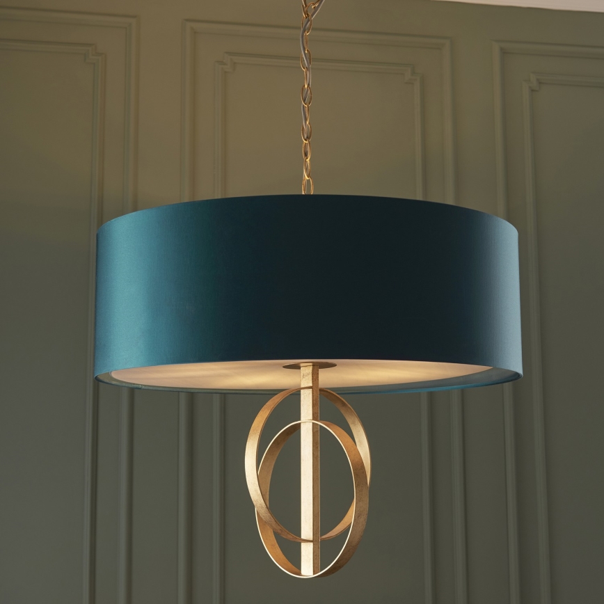 Endon 95219 - Lustr na řetězu 5xE27/10W/230V pr. 70 cm modrá/mosaz