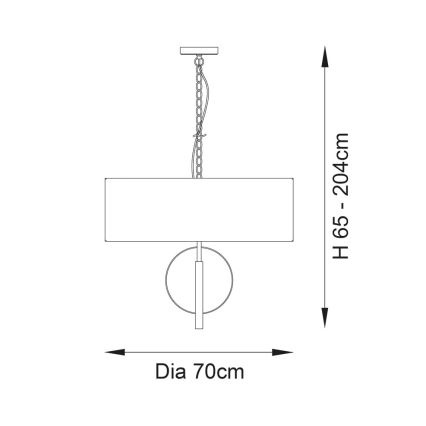 Endon 95223 - Lustr na řetězu 5xE27/10W/230V pr. 70 cm modrá/šedá