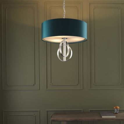 Endon 95224 - Lustr na řetězu 3xE27/10W/230V pr. 60 cm modrá/šedá