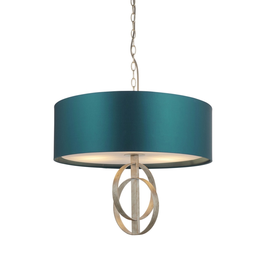 Endon 95224 - Lustr na řetězu 3xE27/10W/230V pr. 60 cm modrá/šedá