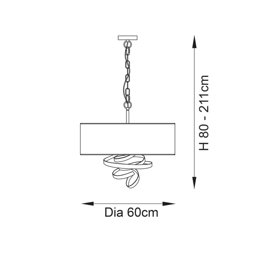 Endon 95268 - Lustr na řetězu 3xE14/6W/230V pr. 60 cm bílá/mosaz