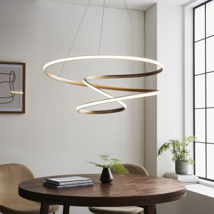 Endon 97639 - LED Stmívatelný lustr na lanku TWIRL LED/88W/230V 3000K zlatá