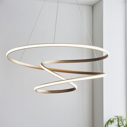 Endon 97639 - LED Stmívatelný lustr na lanku TWIRL LED/88W/230V 3000K zlatá