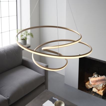 Endon 97639 - LED Stmívatelný lustr na lanku TWIRL LED/88W/230V 3000K zlatá