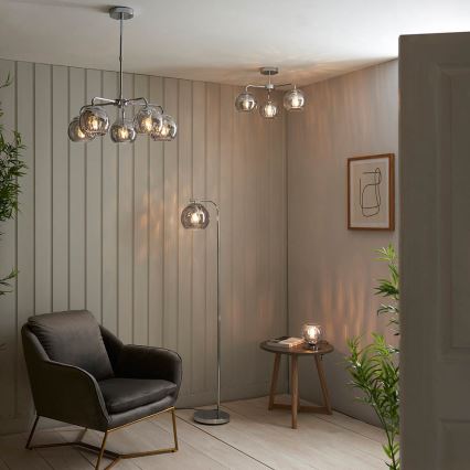 Endon 97971 - Přisazený lustr DIMPLE 3xE14/25W/230V lesklý chrom/kouřová šedá