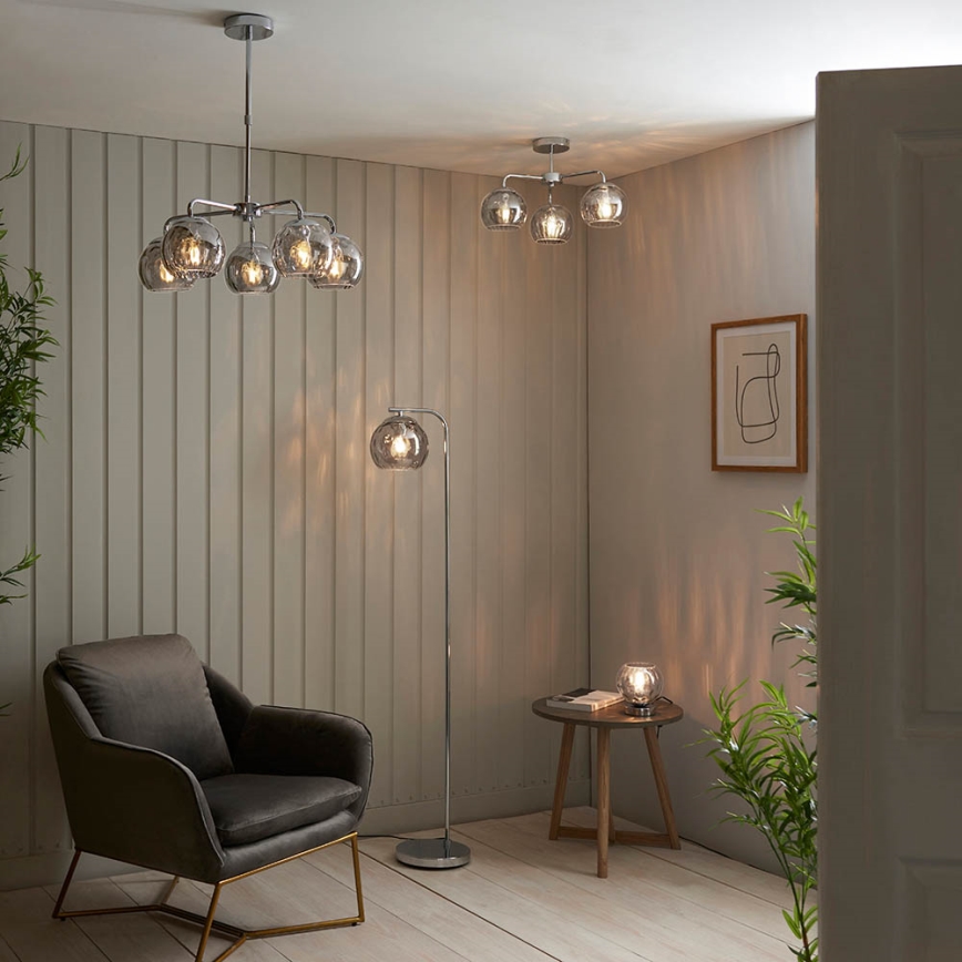 Endon 97971 - Přisazený lustr DIMPLE 3xE14/25W/230V lesklý chrom/kouřová šedá