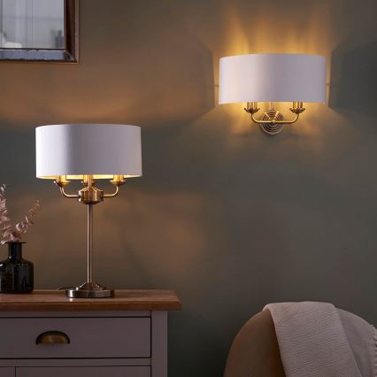 Endon 98932 - Stolní lampa HIGHCLERE 3xE14/18W/230V bílá/mosaz pr. 32 cm
