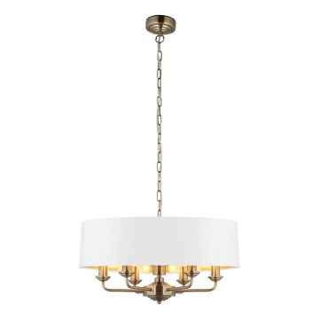 Endon 98933 - Lustr na řetězu HIGHCLERE 6xE14/40W/230V bílá/mosaz