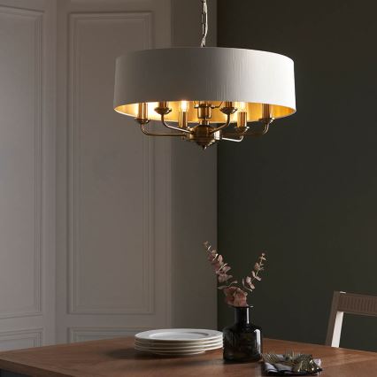 Endon 98933 - Lustr na řetězu HIGHCLERE 6xE14/40W/230V bílá/mosaz