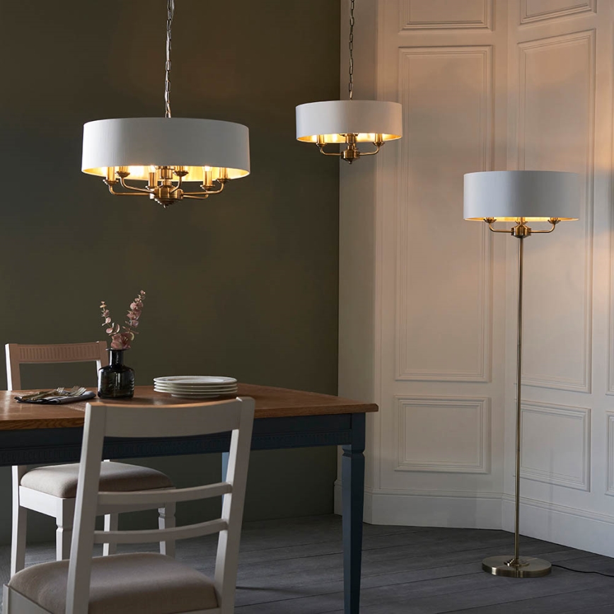 Endon 98933 - Lustr na řetězu HIGHCLERE 6xE14/40W/230V bílá/mosaz