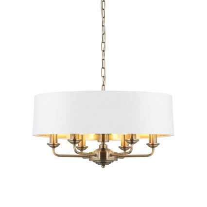 Endon 98933 - Lustr na řetězu HIGHCLERE 6xE14/40W/230V bílá/mosaz