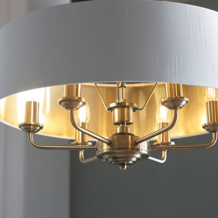 Endon 98933 - Lustr na řetězu HIGHCLERE 6xE14/40W/230V bílá/mosaz