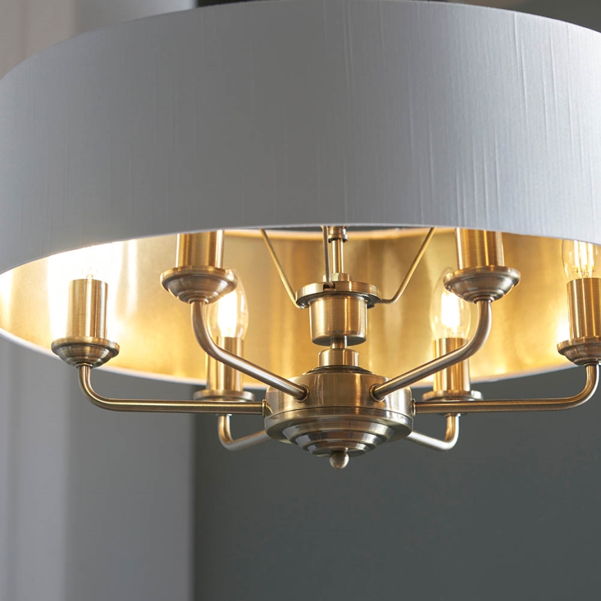 Endon 98933 - Lustr na řetězu HIGHCLERE 6xE14/40W/230V bílá/mosaz