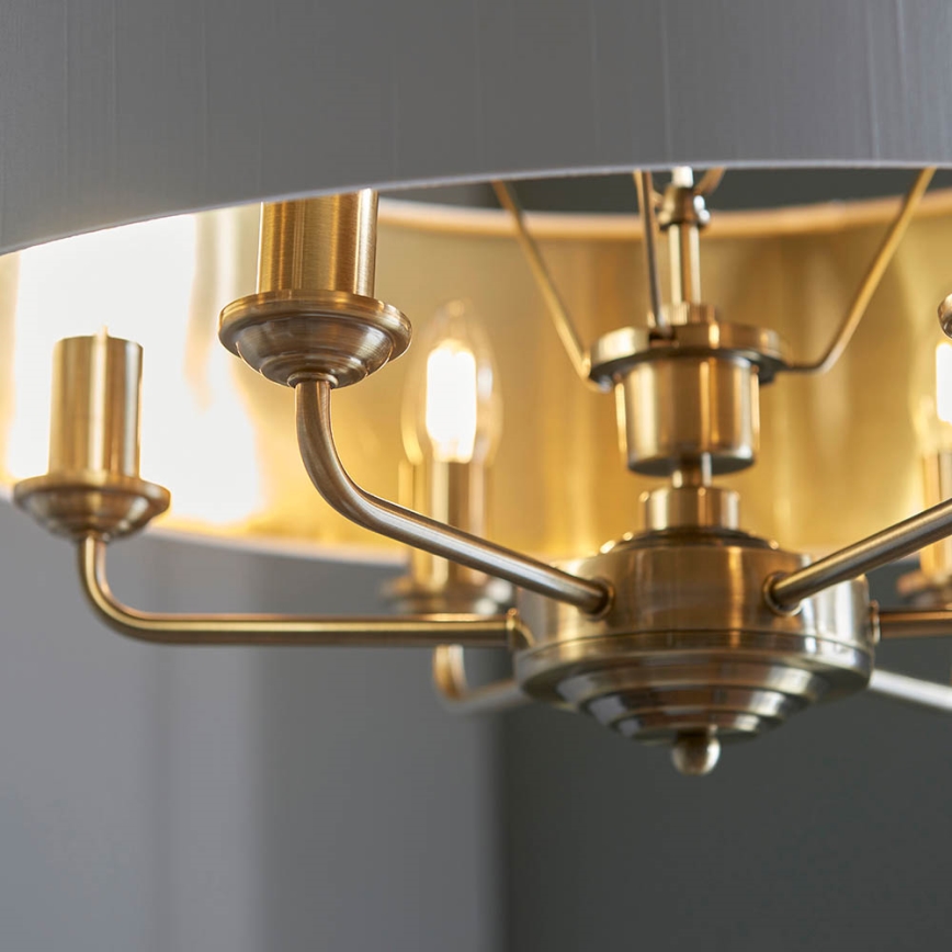Endon 98933 - Lustr na řetězu HIGHCLERE 6xE14/40W/230V bílá/mosaz
