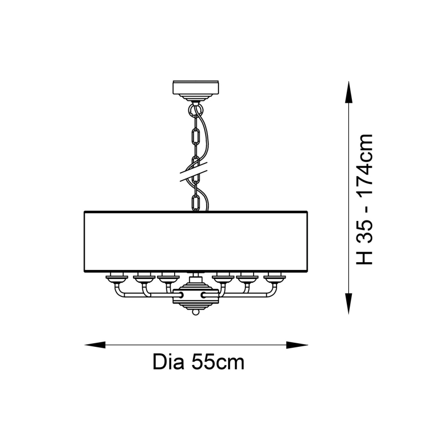 Endon 98933 - Lustr na řetězu HIGHCLERE 6xE14/40W/230V bílá/mosaz