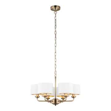 Endon 98936 - Lustr na řetězu HIGHCLERE 6xE14/28W/230V bílá/mosaz