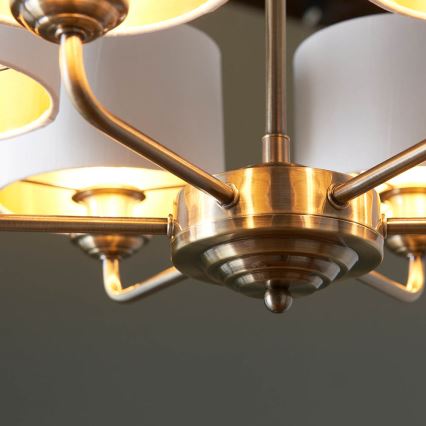 Endon 98936 - Lustr na řetězu HIGHCLERE 6xE14/28W/230V bílá/mosaz