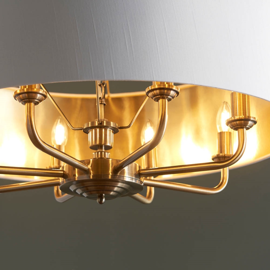 Endon 98938 - Lustr na řetězu HIGHCLERE 8xE14/40W/230V pr. 70 cm bílá/mosaz