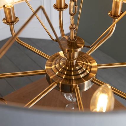 Endon 98938 - Lustr na řetězu HIGHCLERE 8xE14/40W/230V pr. 70 cm bílá/mosaz