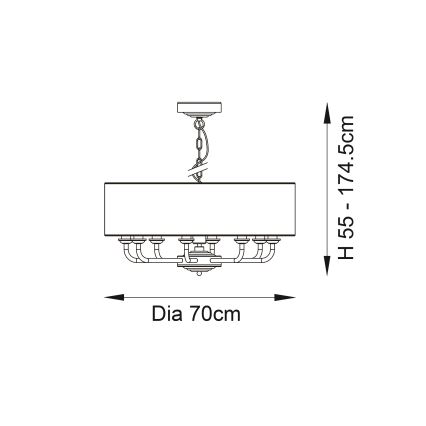 Endon 98938 - Lustr na řetězu HIGHCLERE 8xE14/40W/230V pr. 70 cm bílá/mosaz