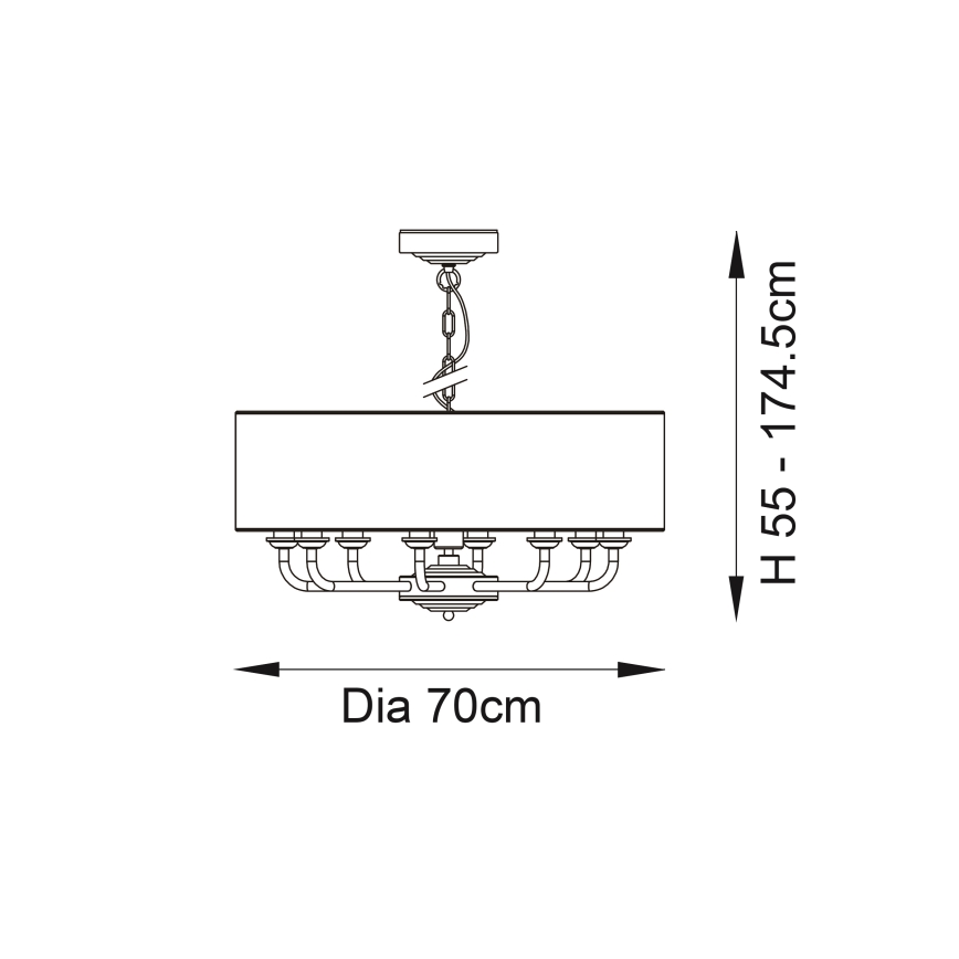 Endon 98938 - Lustr na řetězu HIGHCLERE 8xE14/40W/230V pr. 70 cm bílá/mosaz