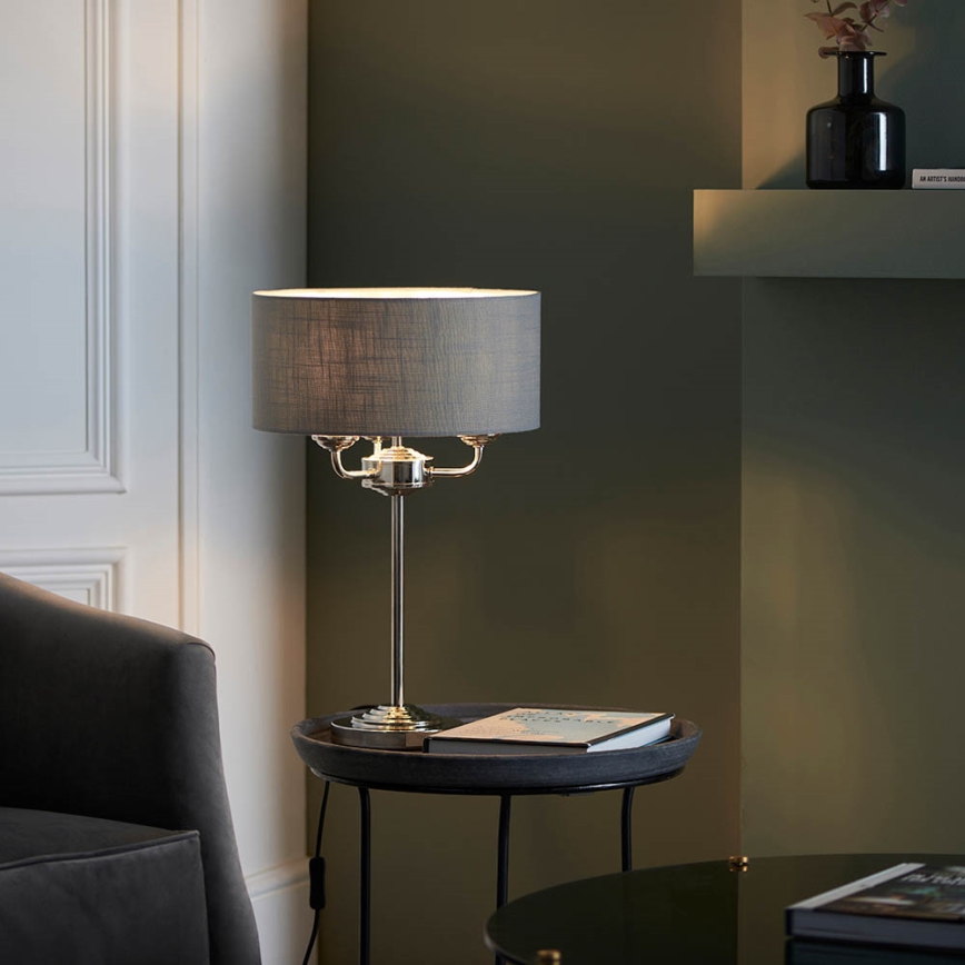 Endon 99149 - Stolní lampa HIGHCLERE 3xE14/18W/230V šedá/lesklý chrom pr. 32 cm