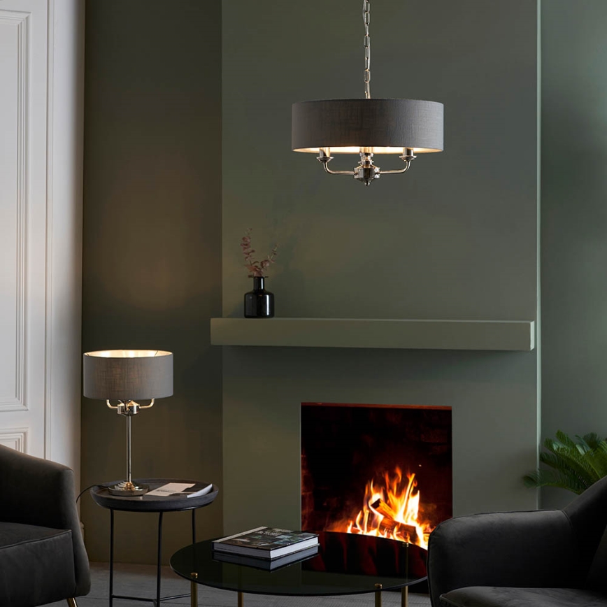 Endon 99149 - Stolní lampa HIGHCLERE 3xE14/18W/230V šedá/lesklý chrom pr. 32 cm