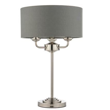 Endon 99149 - Stolní lampa HIGHCLERE 3xE14/18W/230V šedá/lesklý chrom pr. 32 cm