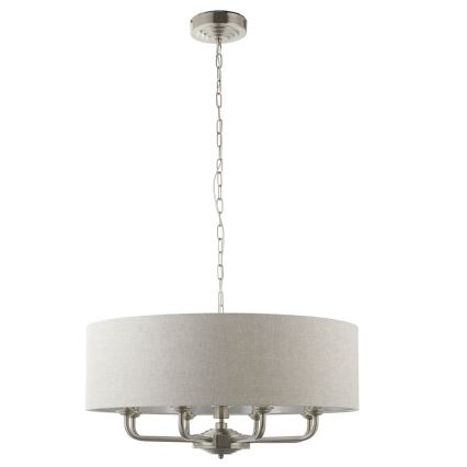 Endon 99152 - Lustr na řetězu HIGHCLERE 8xE14/40W/230V šedá/matný chrom pr. 70 cm