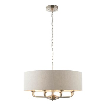 Endon 99152 - Lustr na řetězu HIGHCLERE 8xE14/40W/230V šedá/matný chrom pr. 70 cm