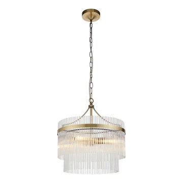 Endon 99167 - Lustr na řetězu MARIETTA 3xE14/7W/230V mosaz/čirá