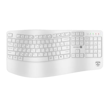 Ergonomická bezdrátová klávesnice s CZ/SK lokalizací 1xAA bílá