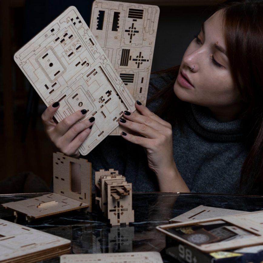 EscapeWelt - 3D dřevěná mechanická skládačka hlavolamu Vesmírná kapsle