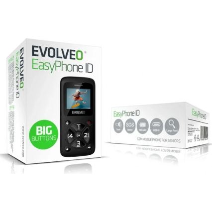 Evolveo - EasyPhone ID, mobilní telefon pro seniory černá
