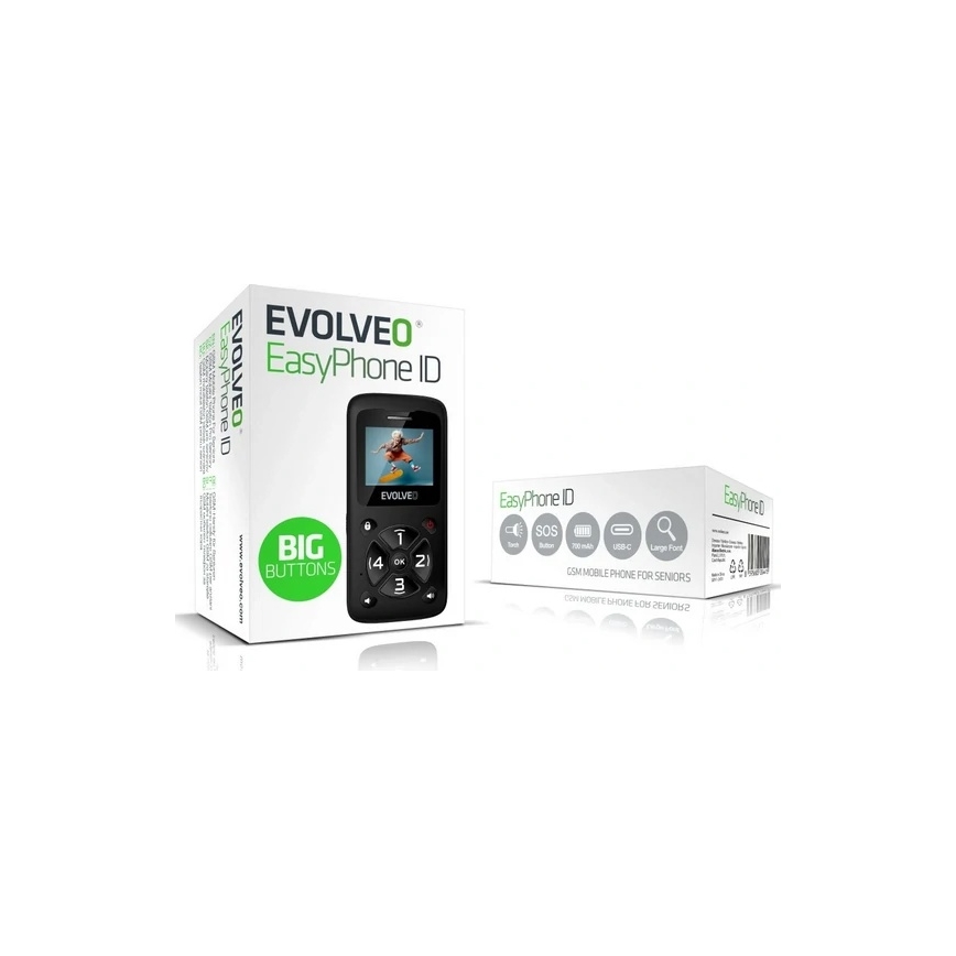 Evolveo - EasyPhone ID, mobilní telefon pro seniory černá