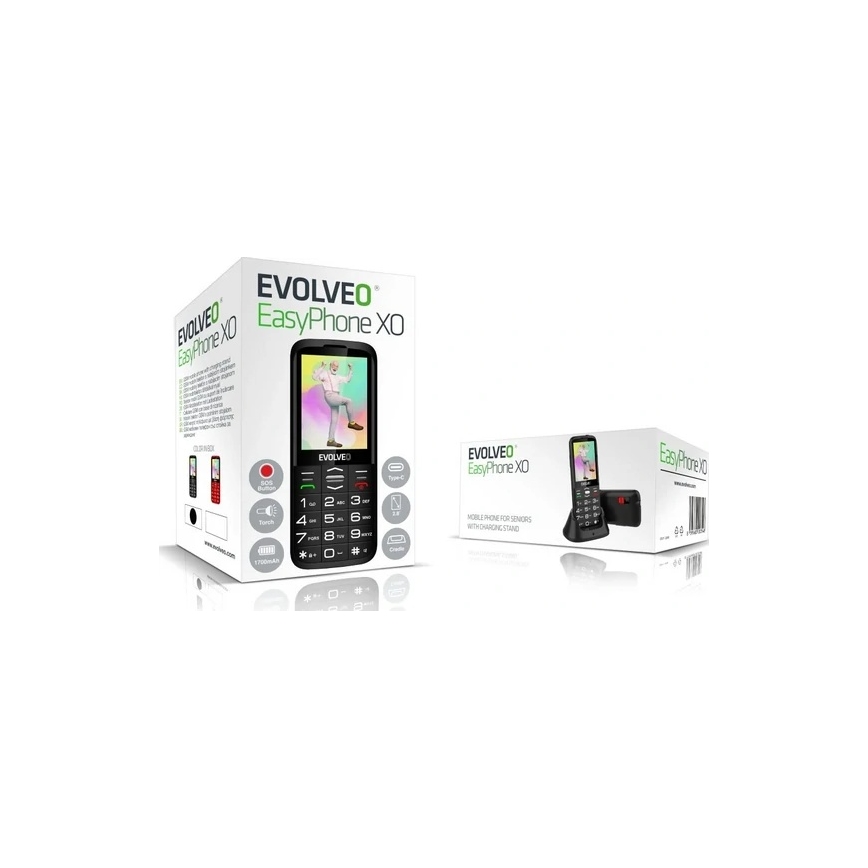 Evolveo - EasyPhone XO, mobilní telefon pro seniory, černá