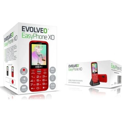 Evolveo - EasyPhone XO, mobilní telefon pro seniory červená