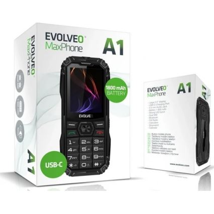 Evolveo - MaxPhone A1, tlačítkový Dual SIM telefon, černá