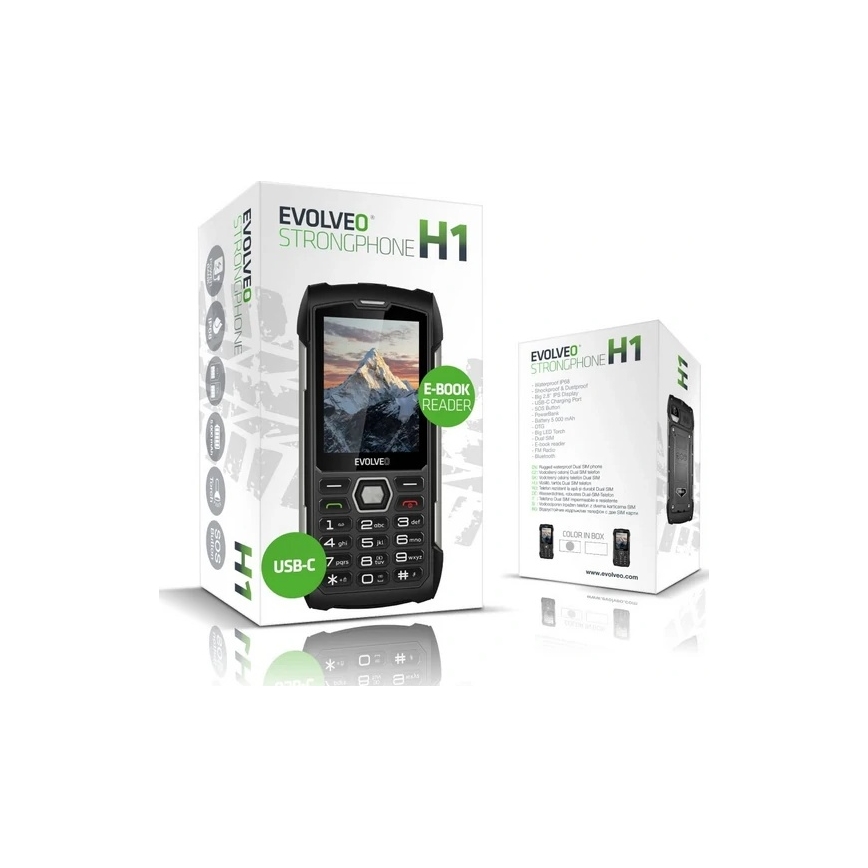 Evolveo - StrongPhone H1, vodotěsný Dual SIM telefon černá/šedá