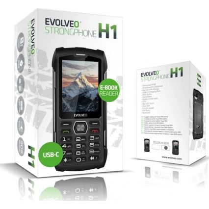 Evolveo - StrongPhone H1, vodotěsný Dual SIM telefon černá/stříbrná