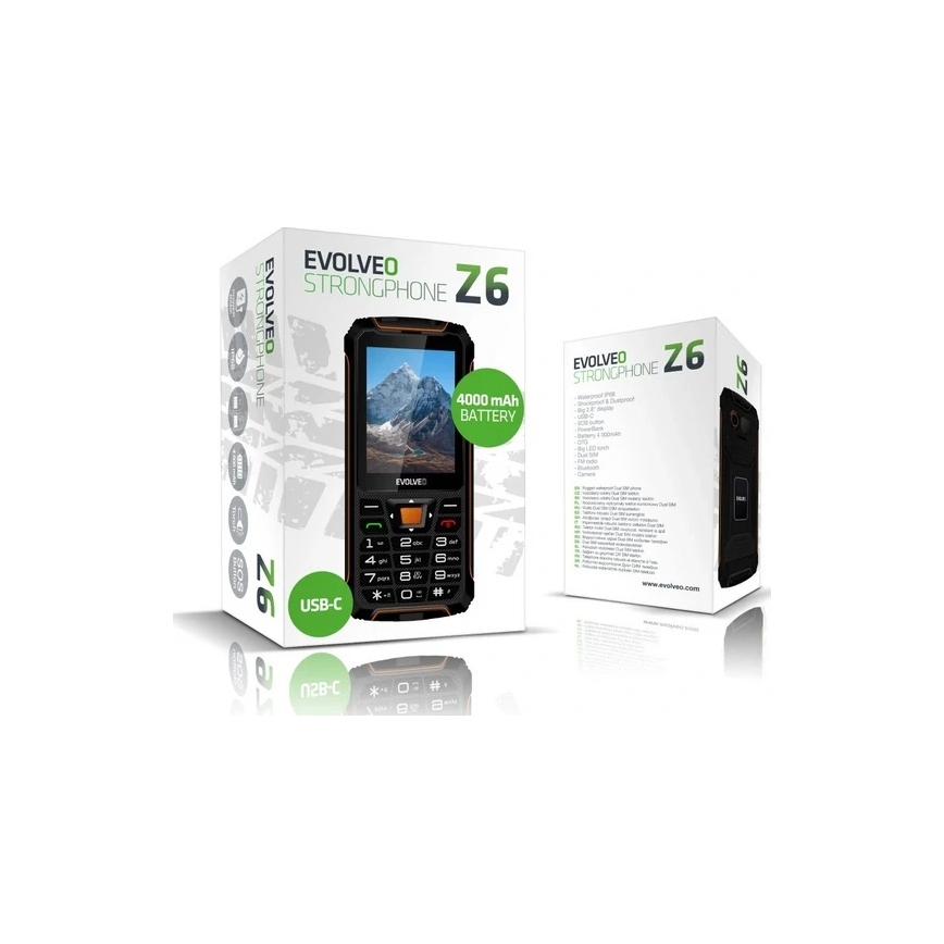 Evolveo - StrongPhone H1, vodotěsný Dual SIM telefon, černo-stříbrná