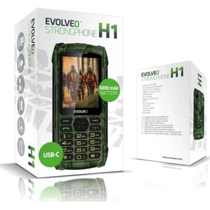 Evolveo - StrongPhone H1, vodotěsný Dual SIM telefon, lovecká kamufláž