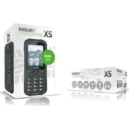 Evolveo - StrongPhone X5, vodotěsný Dual SIM telefon, černo-šedá