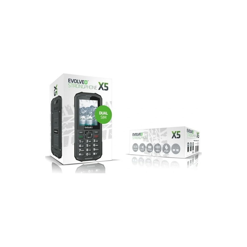 Evolveo - StrongPhone X5, vodotěsný Dual SIM telefon, černo-šedá