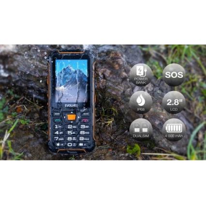 Evolveo - StrongPhone Z6, vodotěsný Dual SIM telefon, černo-oranžový