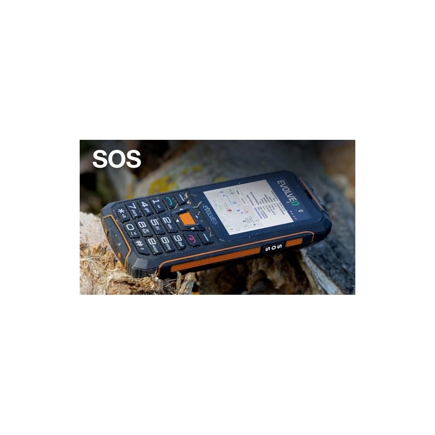 Evolveo - StrongPhone Z6, vodotěsný Dual SIM telefon, černo-oranžový